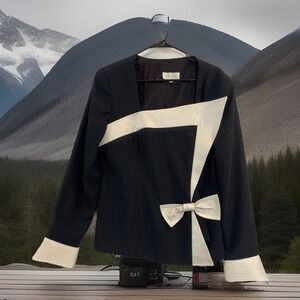 Karen Lawrence Jacket Womens 14 Black & White Made in USA Evening‎ Retro Evening